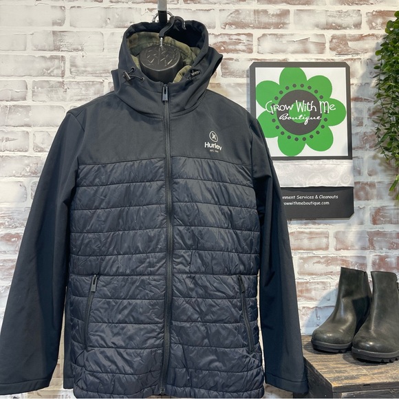 Hurley Charcoal and Slate Hooded Jacket - Picture 1 of 6